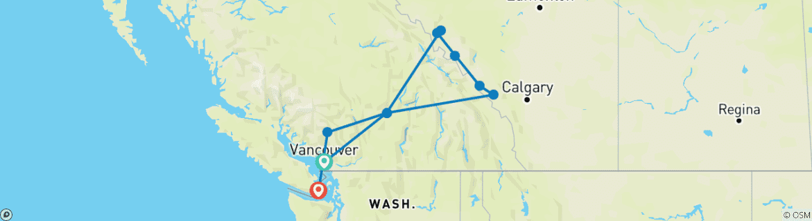 Image d'une carte montrant l'itinéraire du circuit