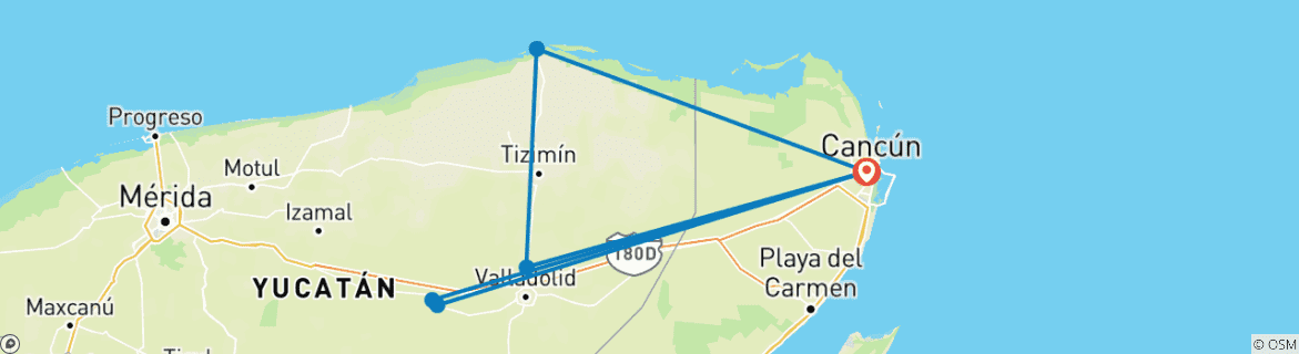 Image d'une carte montrant l'itinéraire du circuit