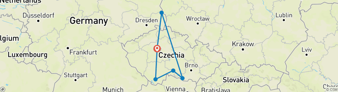 Mapa de Viaje Privado por Chequia, Patrimonio de la UNESCO