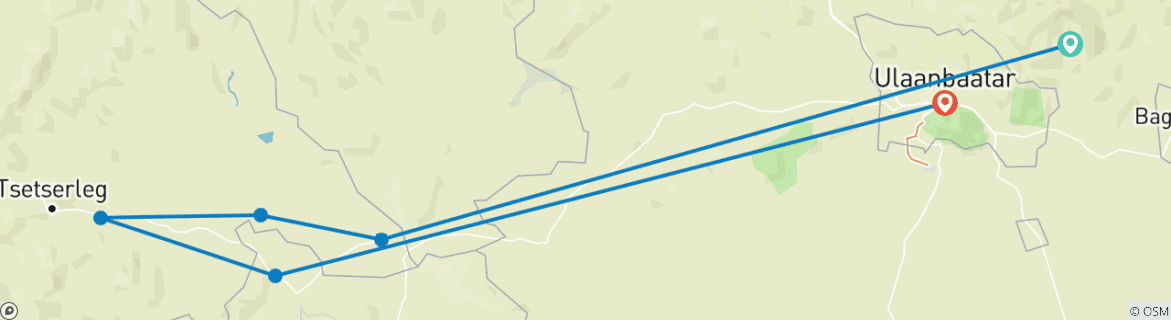 Carte du circuit Circuit en Mongolie centrale