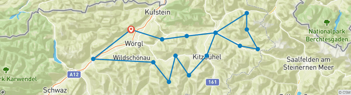 Karte mit der Reiseroute