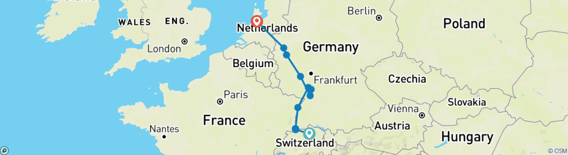 Image d'une carte montrant l'itinéraire du circuit