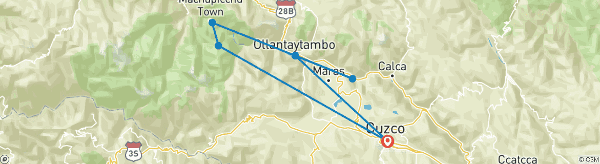 Image d'une carte montrant l'itinéraire du circuit
