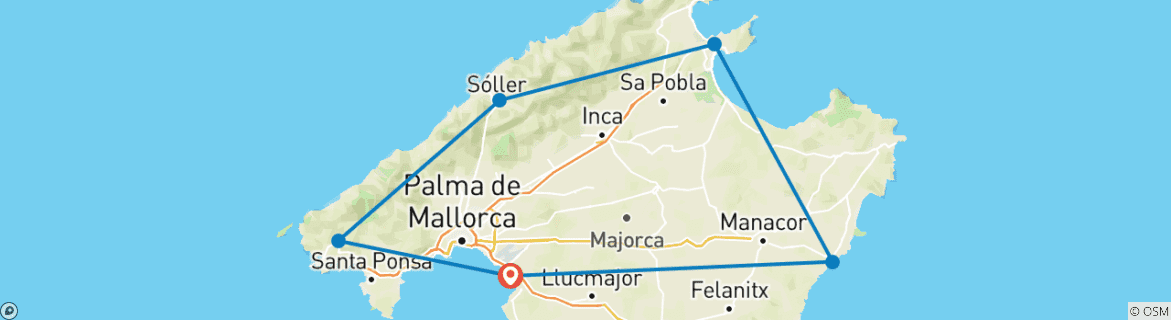 Image d'une carte montrant l'itinéraire du circuit