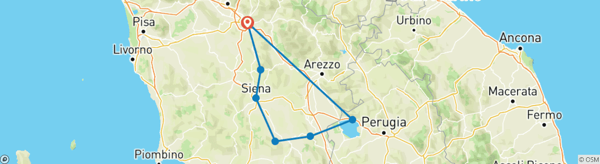 Image d'une carte montrant l'itinéraire du circuit