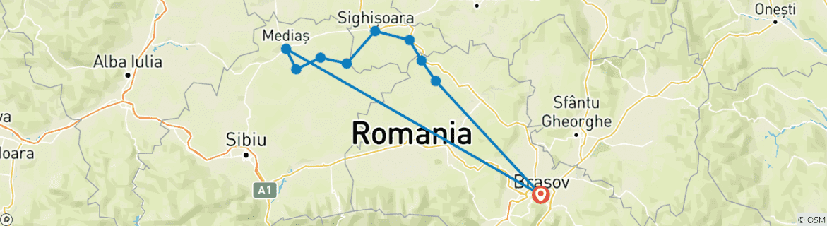 Image d'une carte montrant l'itinéraire du circuit