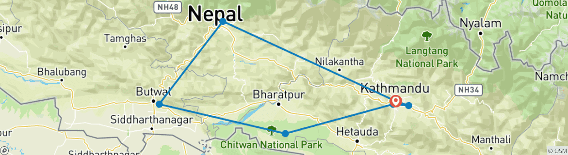 Karte mit der Reiseroute