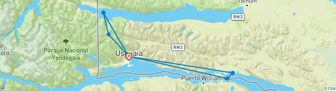 Mapa de Aventura en Ushuaia: Naturaleza, Senderismo y Maravillas del Canal Beagle