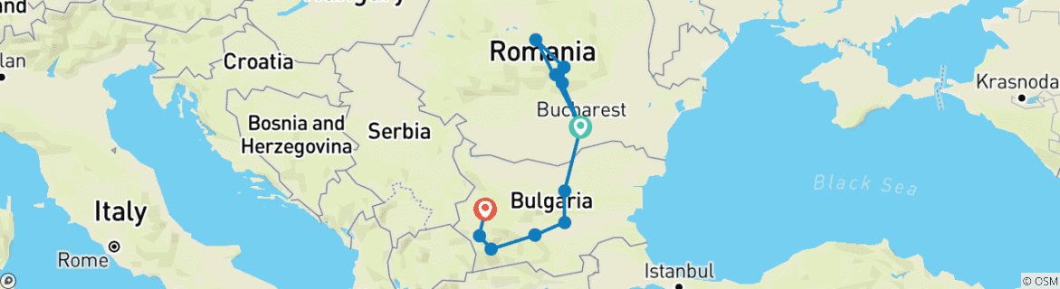 Image d'une carte montrant l'itinéraire du circuit