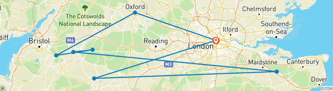 Image d'une carte montrant l'itinéraire du circuit