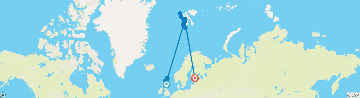 Image d'une carte montrant l'itinéraire du circuit