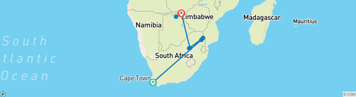 Image d'une carte montrant l'itinéraire du circuit