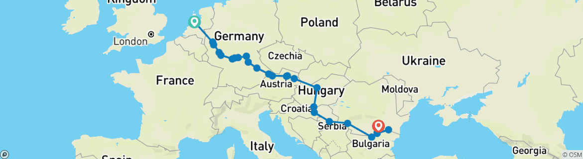 Image d'une carte montrant l'itinéraire du circuit