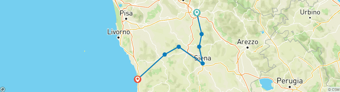 Image d'une carte montrant l'itinéraire du circuit