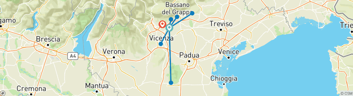 Karte mit der Reiseroute