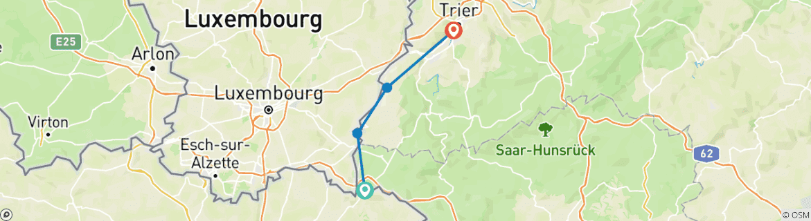 Image d'une carte montrant l'itinéraire du circuit