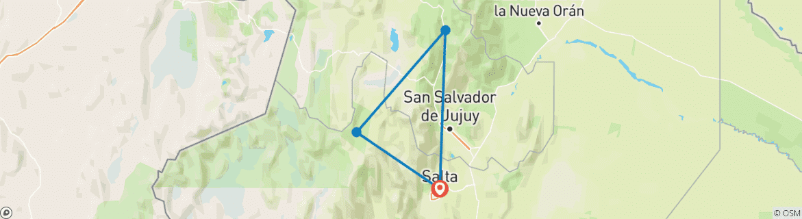 Image d'une carte montrant l'itinéraire du circuit