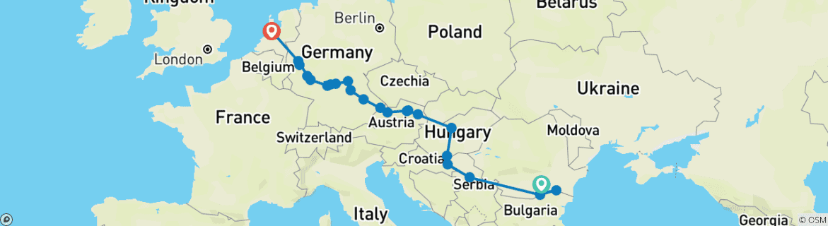 Image d'une carte montrant l'itinéraire du circuit