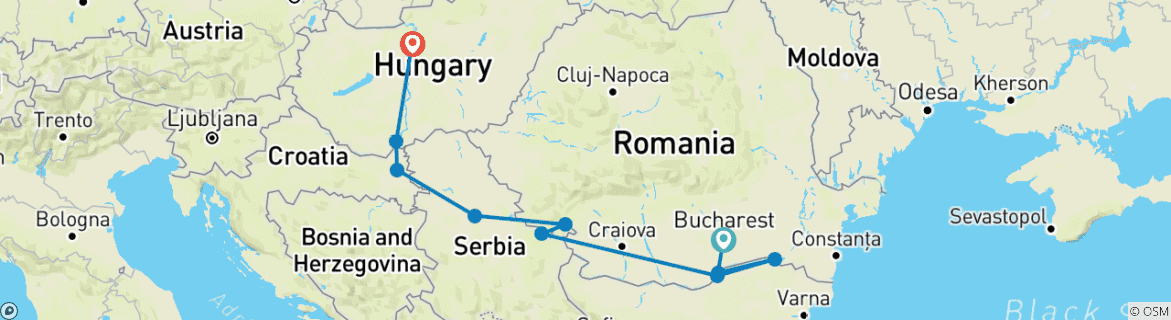 Foto van een kaart met de route van de rondreis