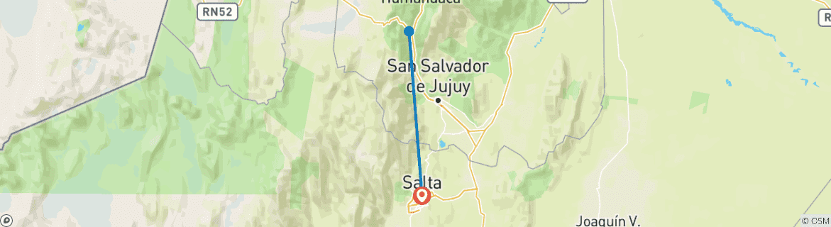 Image d'une carte montrant l'itinéraire du circuit