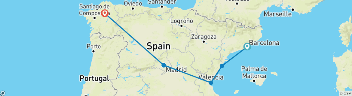 Foto van een kaart met de route van de rondreis