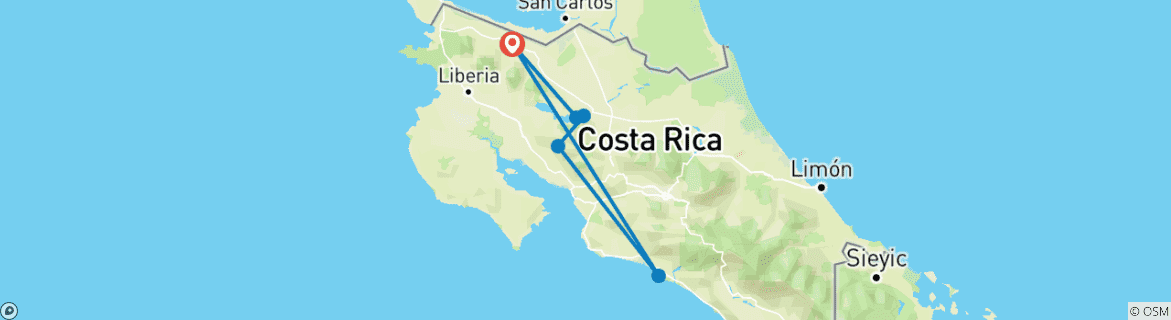 Foto van een kaart met de route van de rondreis