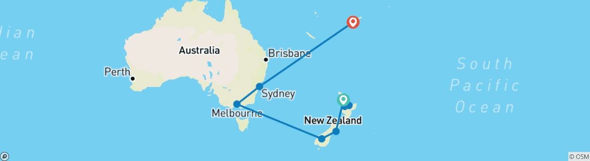 Image d'une carte montrant l'itinéraire du circuit