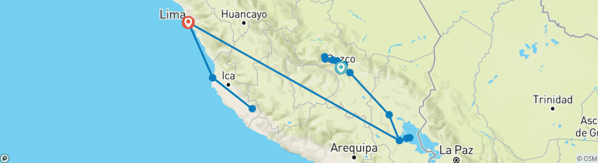 Image d'une carte montrant l'itinéraire du circuit