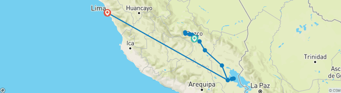 Image d'une carte montrant l'itinéraire du circuit