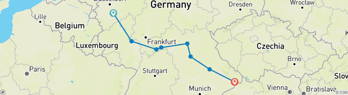 Foto van een kaart met de route van de rondreis