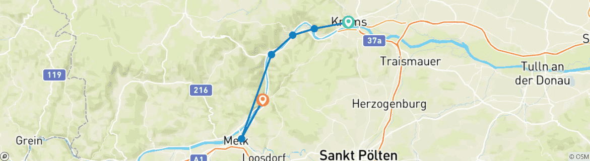 Karte mit der Reiseroute