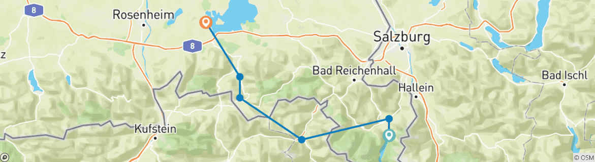 Karte mit der Reiseroute