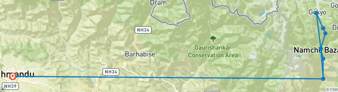 Karte mit der Reiseroute