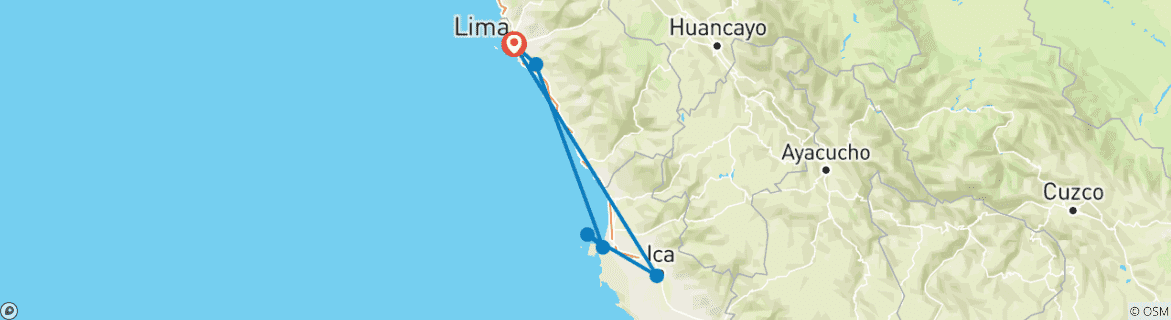 Foto van een kaart met de route van de rondreis