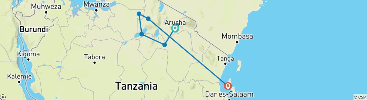 Karte mit der Reiseroute