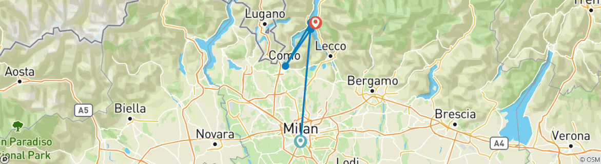 Carte du circuit Budget Milan et Lac de Côme - 3 jours