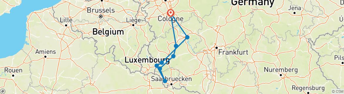 Karte mit der Reiseroute