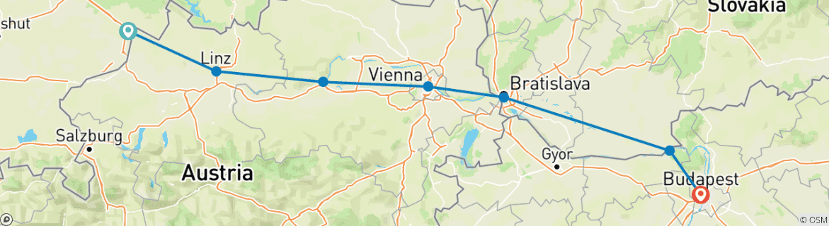 Image d'une carte montrant l'itinéraire du circuit