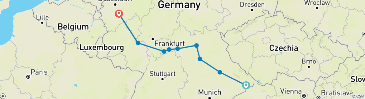 Karte mit der Reiseroute