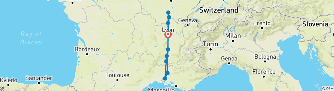 Image d'une carte montrant l'itinéraire du circuit