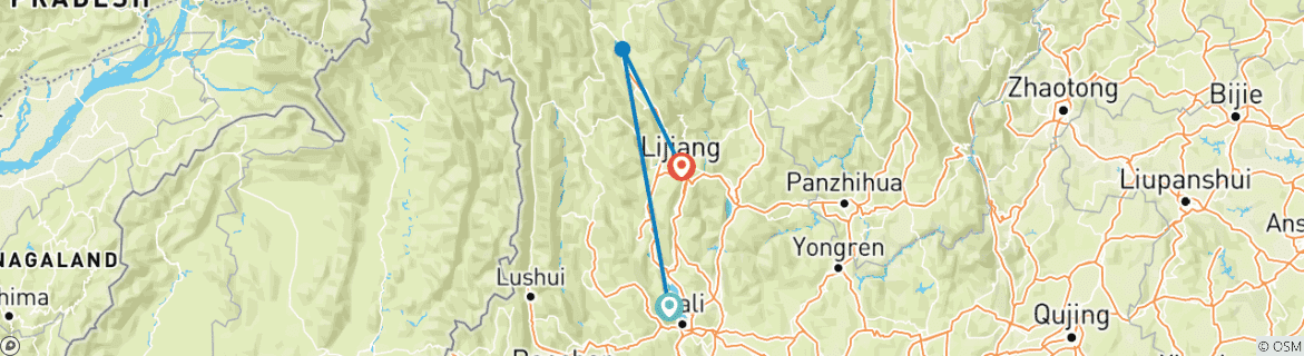 Image d'une carte montrant l'itinéraire du circuit