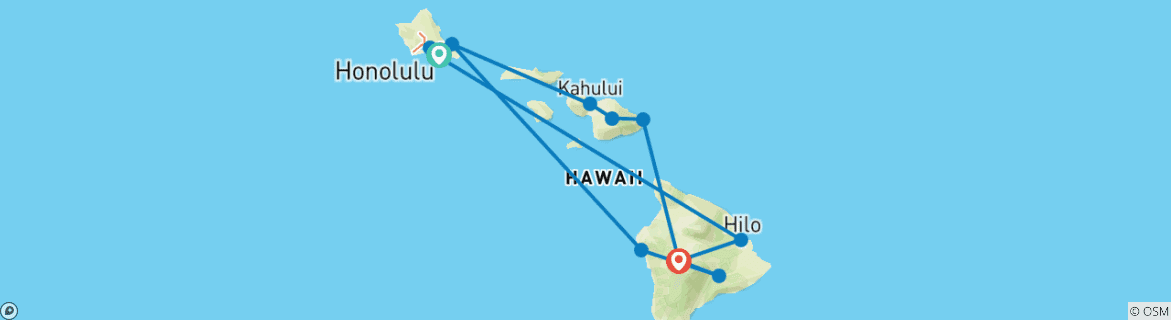 Foto van een kaart met de route van de rondreis