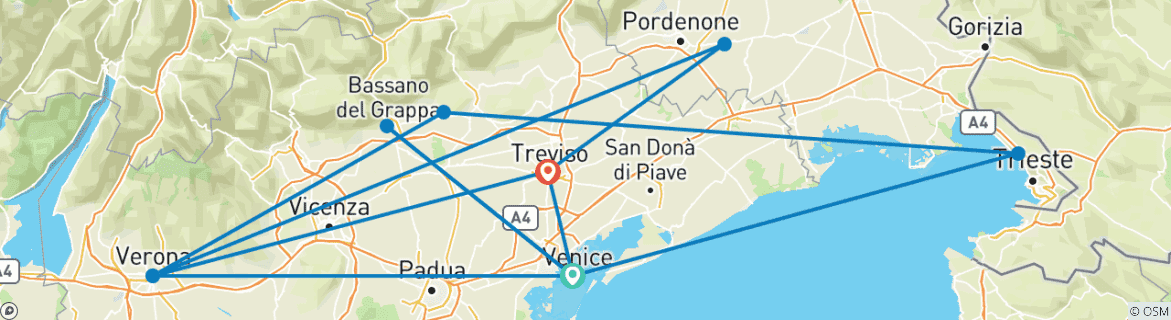 Image d'une carte montrant l'itinéraire du circuit