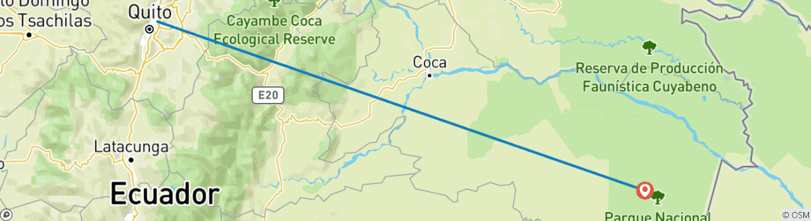 Image d'une carte montrant l'itinéraire du circuit