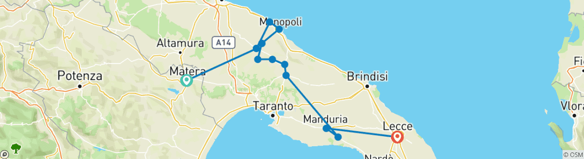 Image d'une carte montrant l'itinéraire du circuit