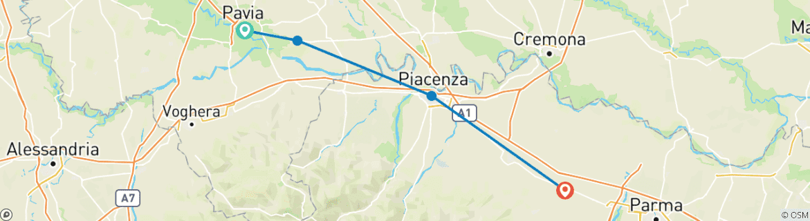 Karte mit der Reiseroute