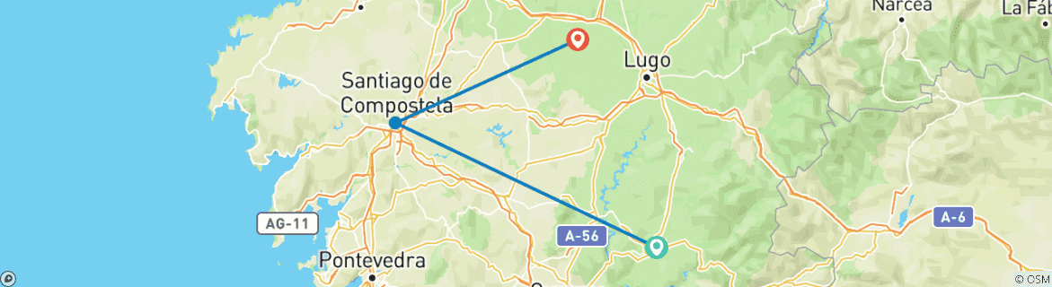 Karte mit der Reiseroute