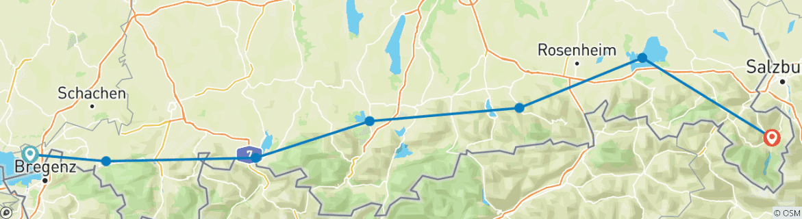 Image d'une carte montrant l'itinéraire du circuit