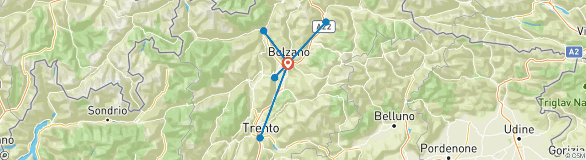 Image d'une carte montrant l'itinéraire du circuit