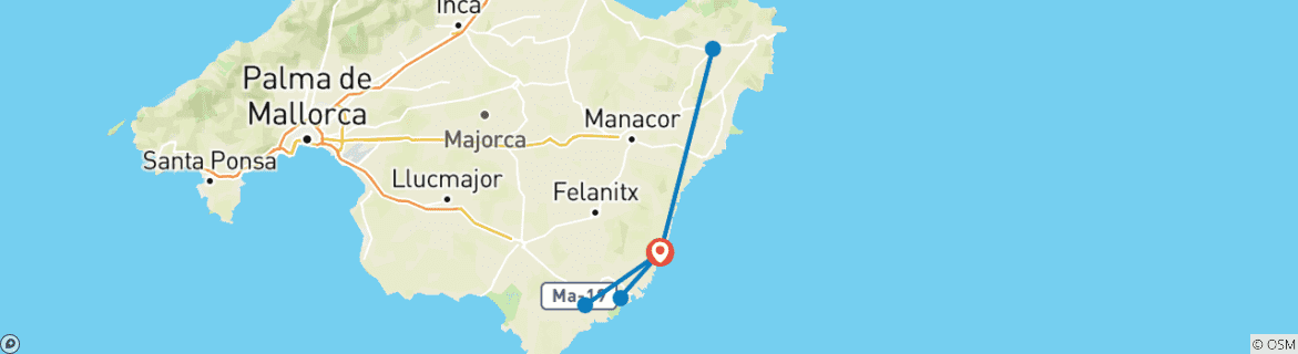 Image d'une carte montrant l'itinéraire du circuit